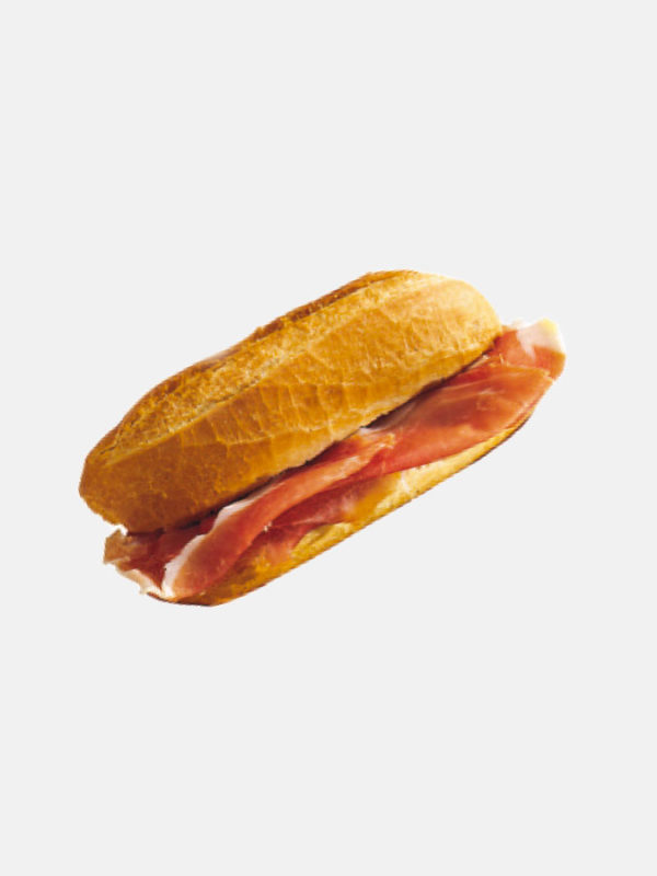 Sandwich with ham adhesive