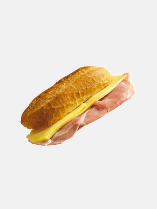 Klebeetikette von Sandwich mit Schinken und Käse