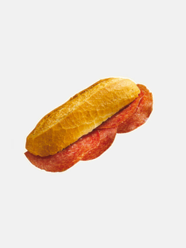 Klebeetikette von Sandwich mit Salami